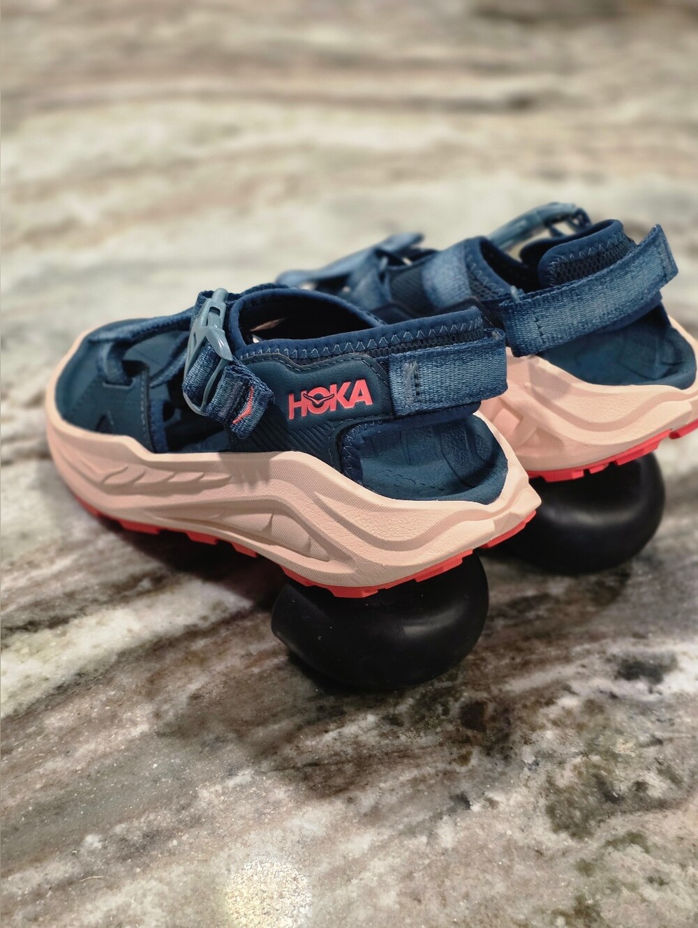 HOKA Infini Hike TC Vibram Hiking Sandals Womens 6.5 Blue Grapefruit Fit Like 7 - Picture 6 of 16